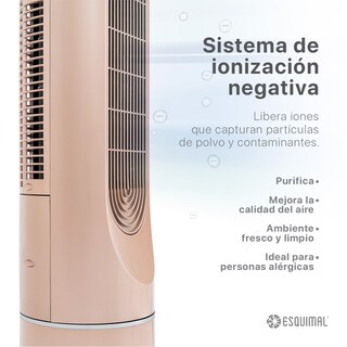 Foto 2 | Ventilador De Torre 128 Cm Ionizador Purificador De Aire Con Caja De Aromas Esquimal Color Cobre Oscilante 90°