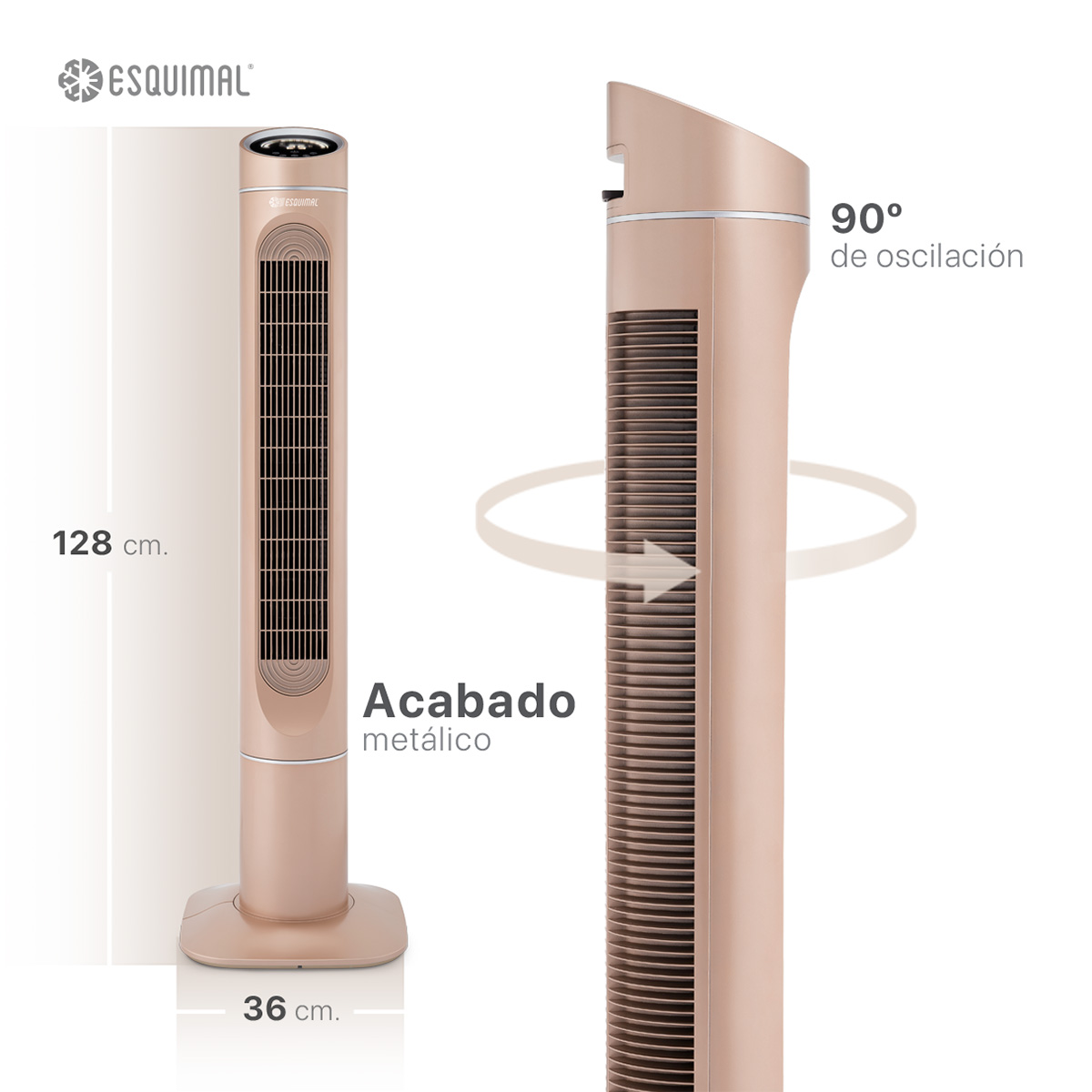 Foto 7 pulgar | Ventilador De Torre 128 Cm Ionizador Purificador De Aire Con Caja De Aromas Esquimal Color Cobre Oscilante 90°