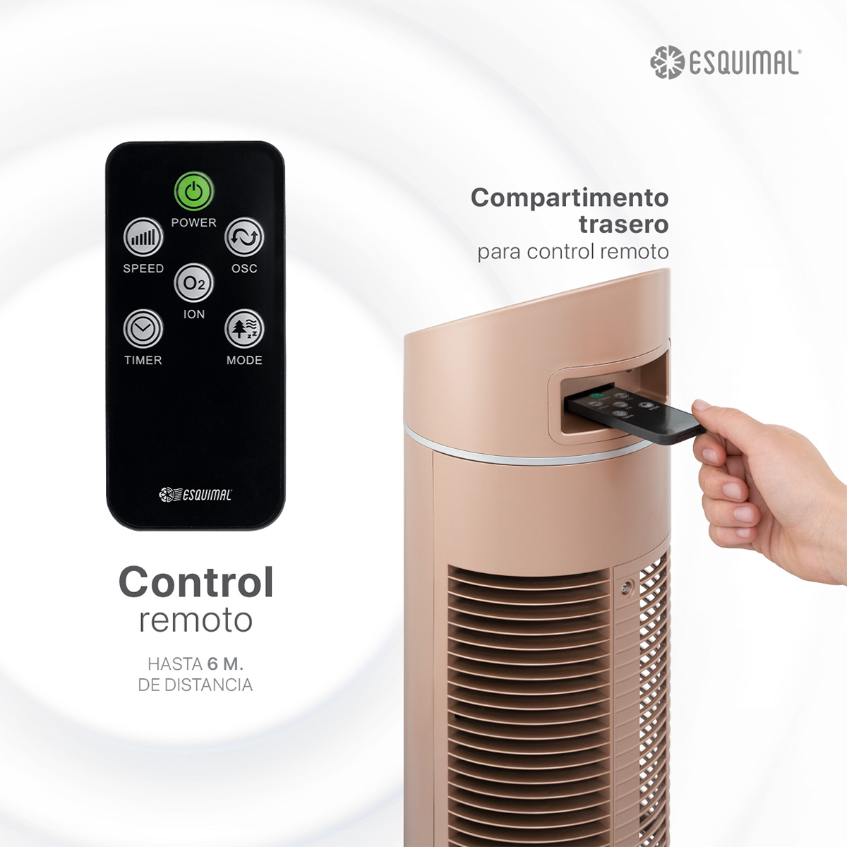 Foto 8 pulgar | Ventilador De Torre 128 Cm Ionizador Purificador De Aire Con Caja De Aromas Esquimal Color Cobre Oscilante 90°