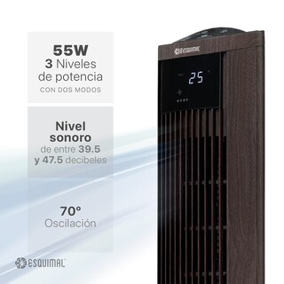 Foto 2 | Ventilador De Torre 95 Cm Esquimal Color Café Silencioso, Oscilante 70°, 3 Velocidades Con Control Remoto