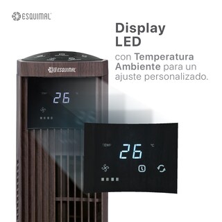Foto 4 | Ventilador De Torre 95 Cm Esquimal Color Café Silencioso, Oscilante 70°, 3 Velocidades Con Control Remoto