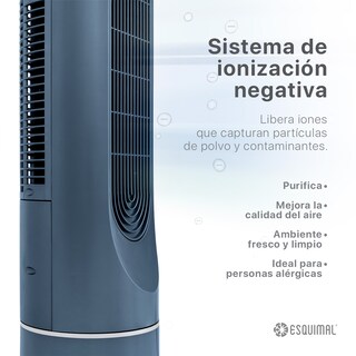 Foto 2 | Ventilador De Torre 128 Cm Ionizador Purificador De Aire Con Caja De Aromas Esquimal Color Azul Oscilante 90°