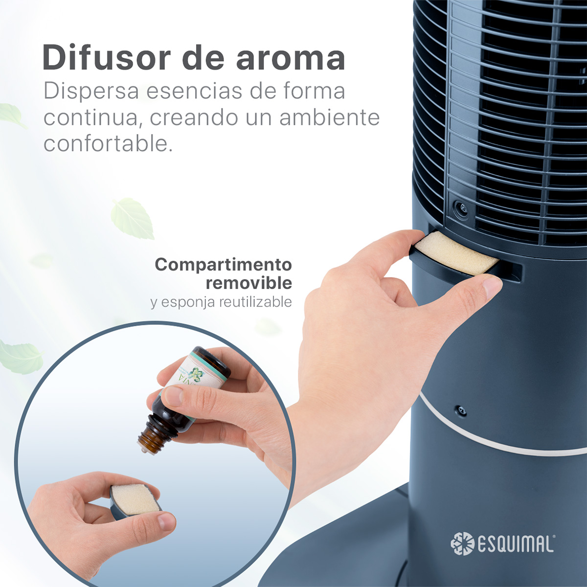 Foto 4 pulgar | Ventilador De Torre 128 Cm Ionizador Purificador De Aire Con Caja De Aromas Esquimal Color Azul Oscilante 90°