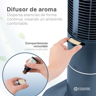 Foto 3 | Ventilador De Torre 128 Cm Ionizador Purificador De Aire Con Caja De Aromas Esquimal Color Azul Oscilante 90°