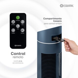 Foto 7 | Ventilador De Torre 128 Cm Ionizador Purificador De Aire Con Caja De Aromas Esquimal Color Azul Oscilante 90°