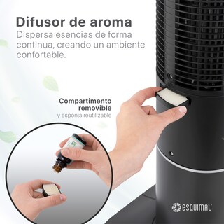 Foto 3 | Ventilador De Torre 128 Cm Ionizador Purificador De Aire Con Caja De Aromas Esquimal Color Negro Oscilante 90°