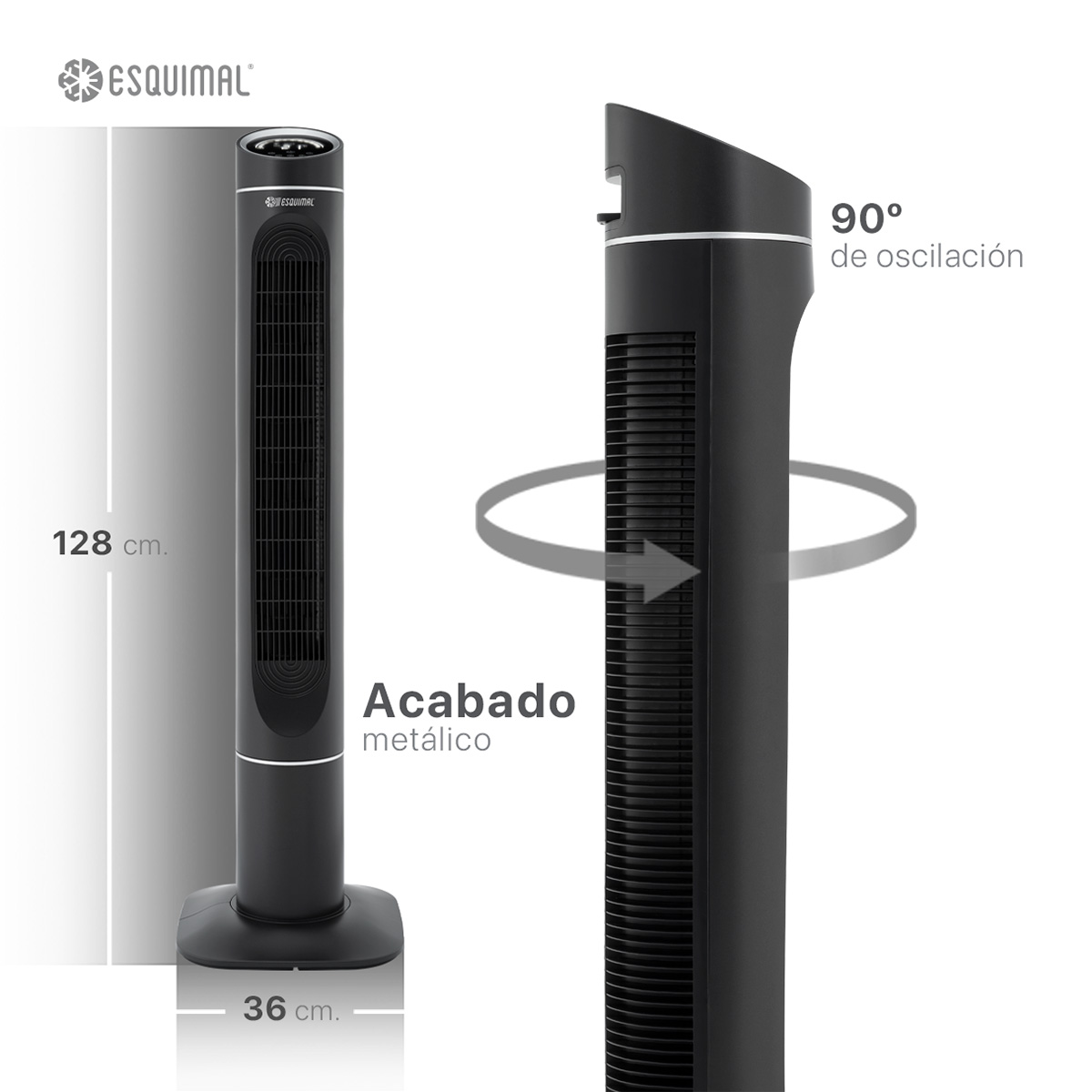 Foto 7 pulgar | Ventilador De Torre 128 Cm Ionizador Purificador De Aire Con Caja De Aromas Esquimal Color Negro Oscilante 90°