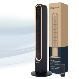 Foto 1 | Ventilador De Torre 106 Cm Con Luz Ambiental Led Esquimal Color Negro Oscilante 150°, 3 Velocidades Con Control Remoto