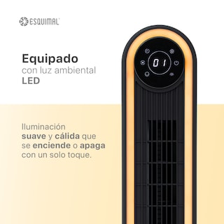 Foto 2 | Ventilador De Torre 106 Cm Con Luz Ambiental Led Esquimal Color Negro Oscilante 150°, 3 Velocidades Con Control Remoto