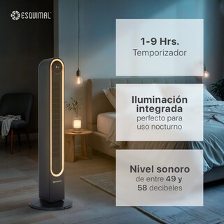 Foto 6 | Ventilador De Torre 106 Cm Con Luz Ambiental Led Esquimal Color Negro Oscilante 150°, 3 Velocidades Con Control Remoto