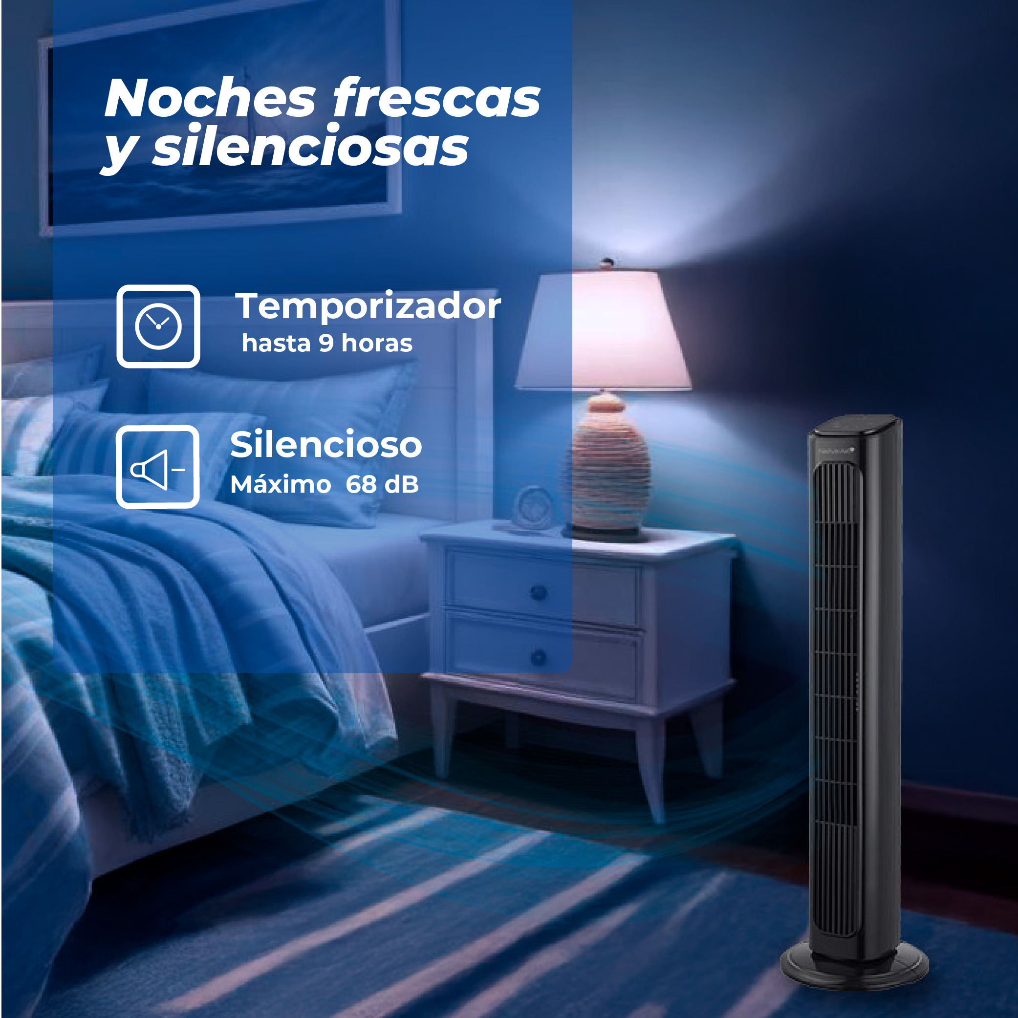 Foto 4 | Ventilador De Torre Narvik Con Control Remoto De 32 Pulgadas, Panel Touch, 3 Velocidades, Oscilación De 50°