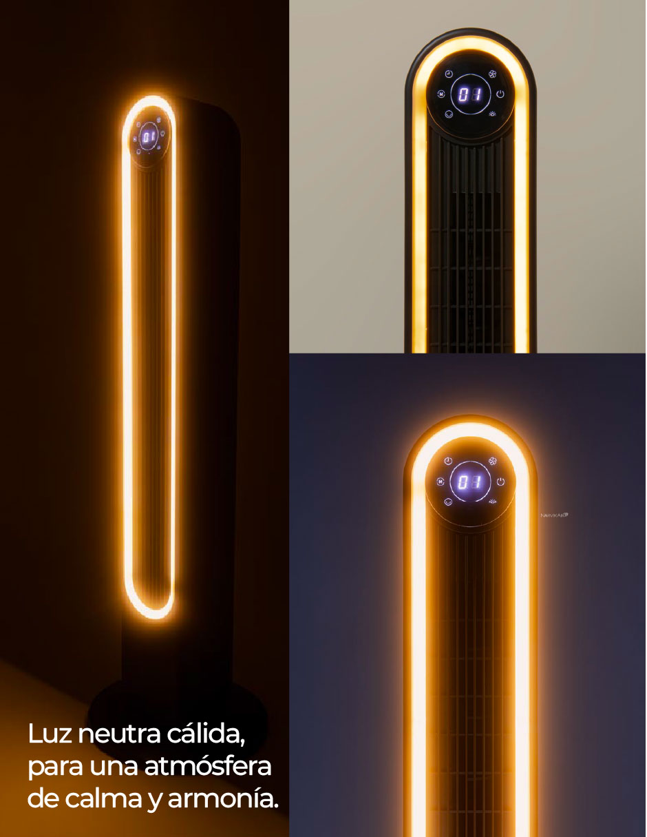 Foto 5 pulgar | Ventilador De Torre Narvik Na5042 Con Control Remoto Y Luz Led, 42 Pulgadas, 4 Velocidades, Oscilación De 130°, Pan