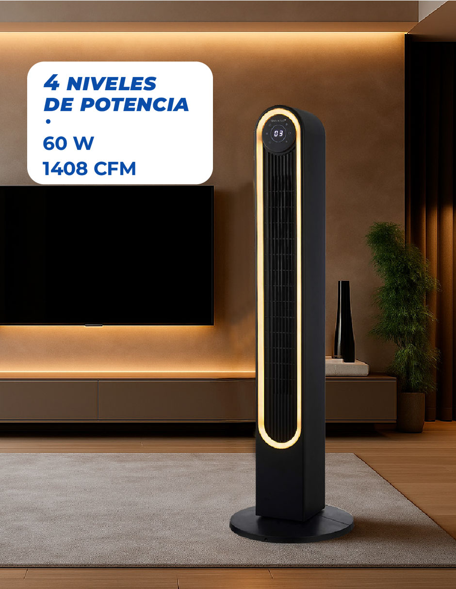 Foto 6 pulgar | Ventilador De Torre Narvik Na5042 Con Control Remoto Y Luz Led, 42 Pulgadas, 4 Velocidades, Oscilación De 130°, Pan