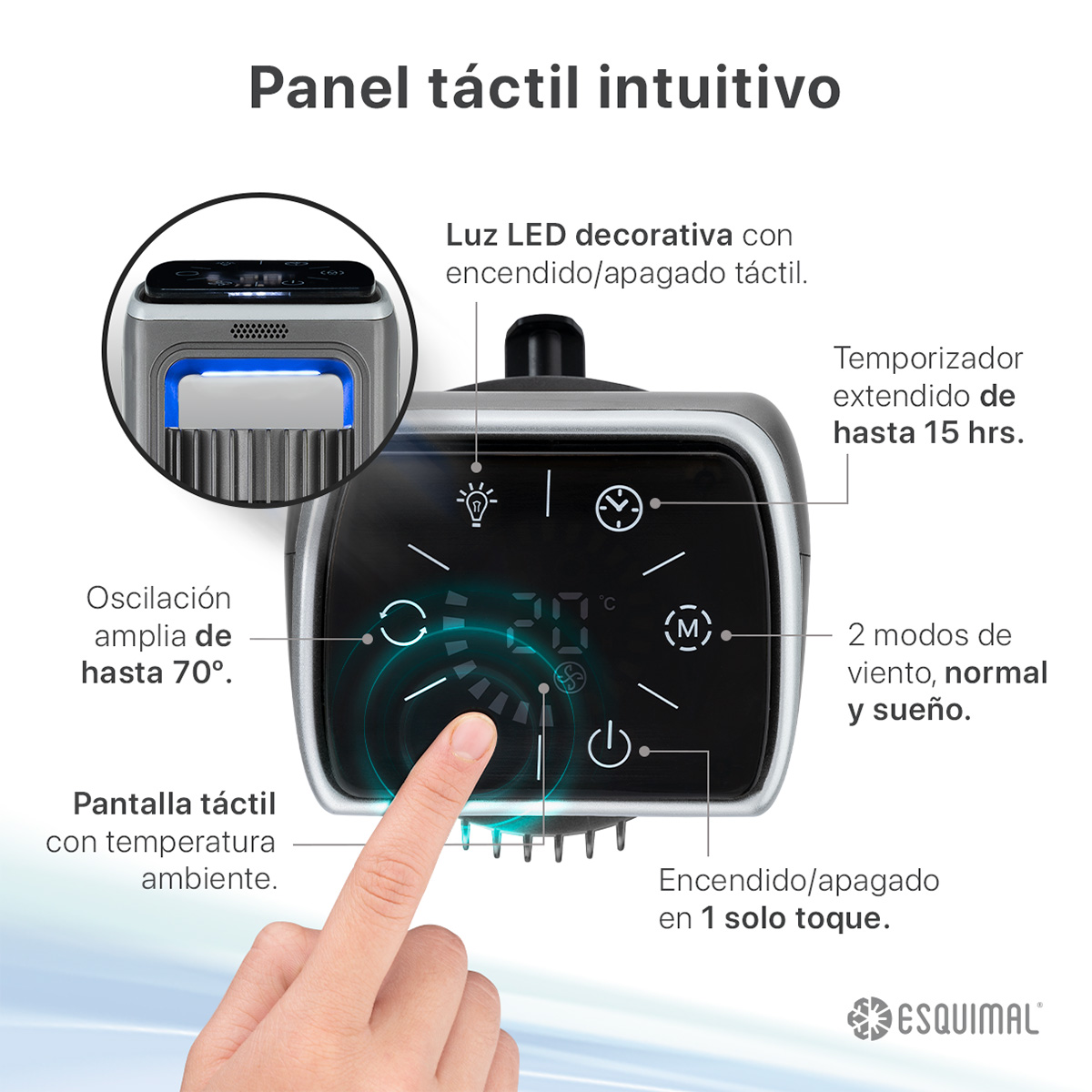 Foto 3 | Ventilador De Torre 107 Cm Con Caja De Aromas Esquimal Color Plateado Silencioso, Oscilante 70°, 3 Velocidades