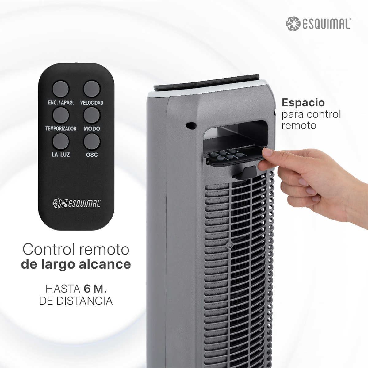 Foto 7 | Ventilador De Torre 107 Cm Con Caja De Aromas Esquimal Color Plateado Silencioso, Oscilante 70°, 3 Velocidades