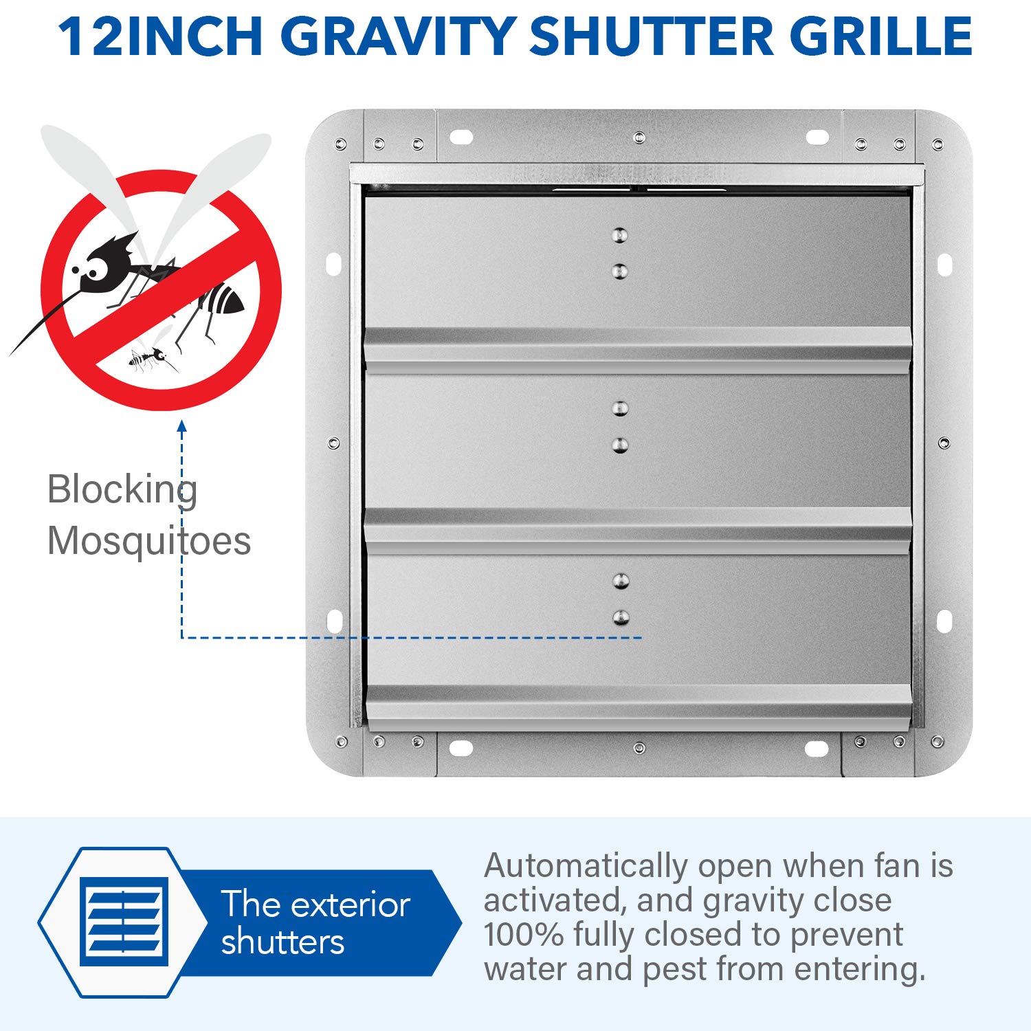 Foto 7 | Shutter Louver Vent Ipower De Aluminio Cuadrado De 16 Pulgadas, Paquete De 2 Unidades - Venta Internacional.
