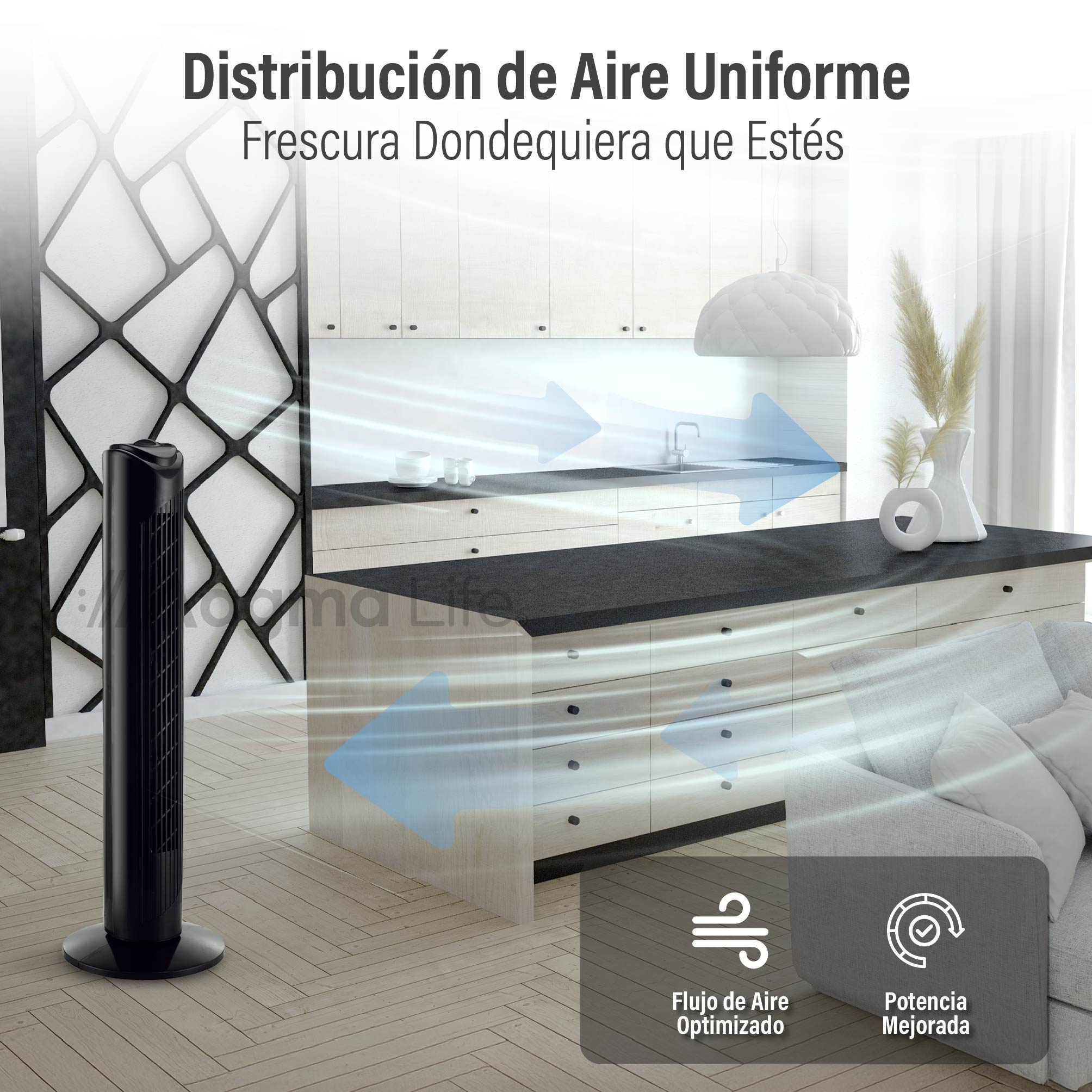 Foto 4 pulgar | Magma Life Ventilador De Torre 83 Cm, 3 Velocidades, Oscilación 75°, Silencioso, Ahorro De Energía, Ideal Para