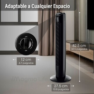 Foto 8 | Magma Life Ventilador De Torre 83 Cm, 3 Velocidades, Oscilación 75°, Silencioso, Ahorro De Energía, Ideal Para