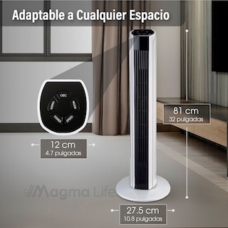 Foto 3 | Magma Life Ventilador De Torre 83 Cm, 3 Velocidades, Oscilación 75°, Silencioso, Temporizador 7.5 H, Panel De Control