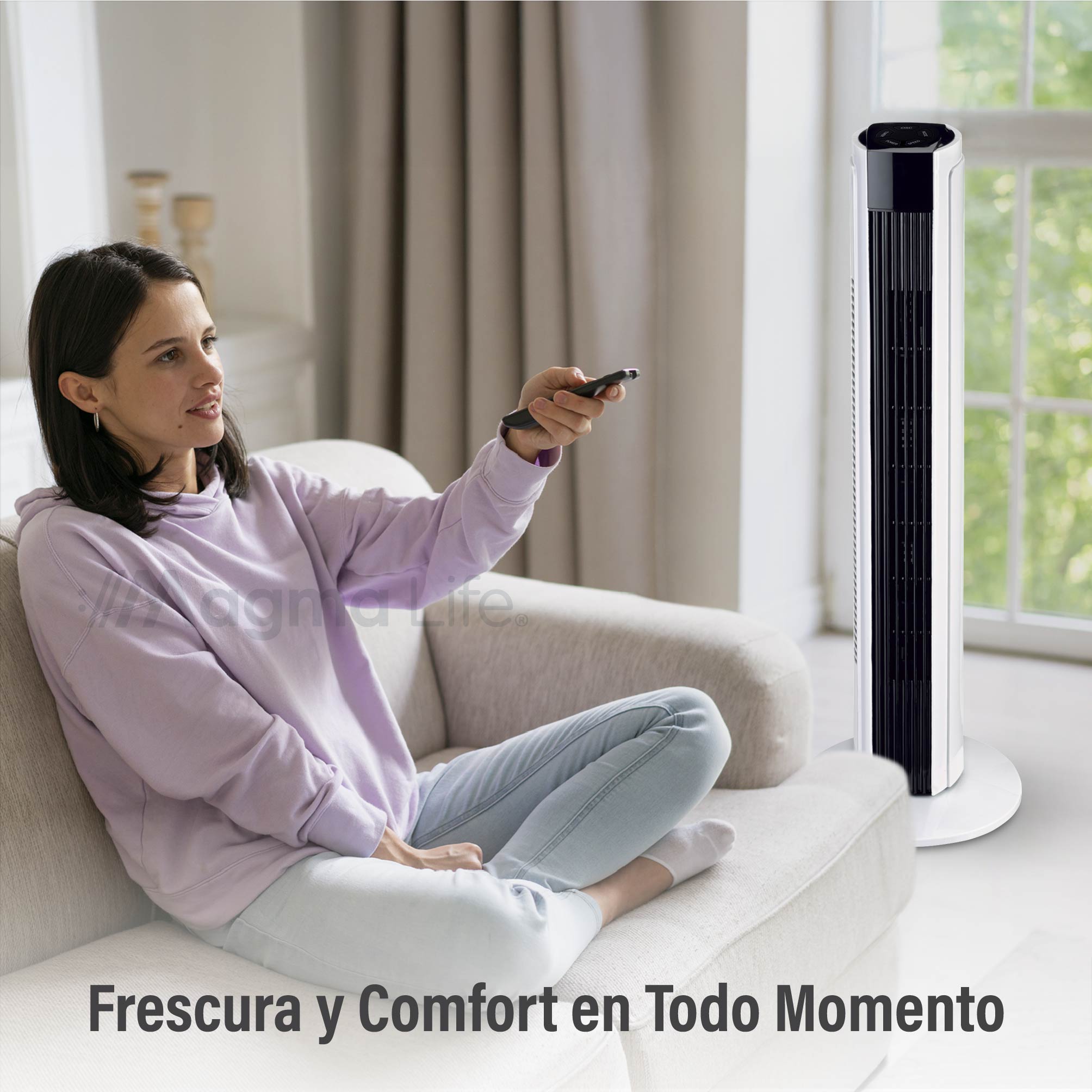 Foto 5 pulgar | Magma Life Ventilador De Torre 83 Cm, 3 Velocidades, Oscilación 75°, Silencioso, Temporizador 7.5 H, Panel De Control