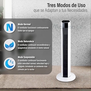 Foto 5 | Magma Life Ventilador De Torre 83 Cm, 3 Velocidades, Oscilación 75°, Silencioso, Temporizador 7.5 H, Panel De Control