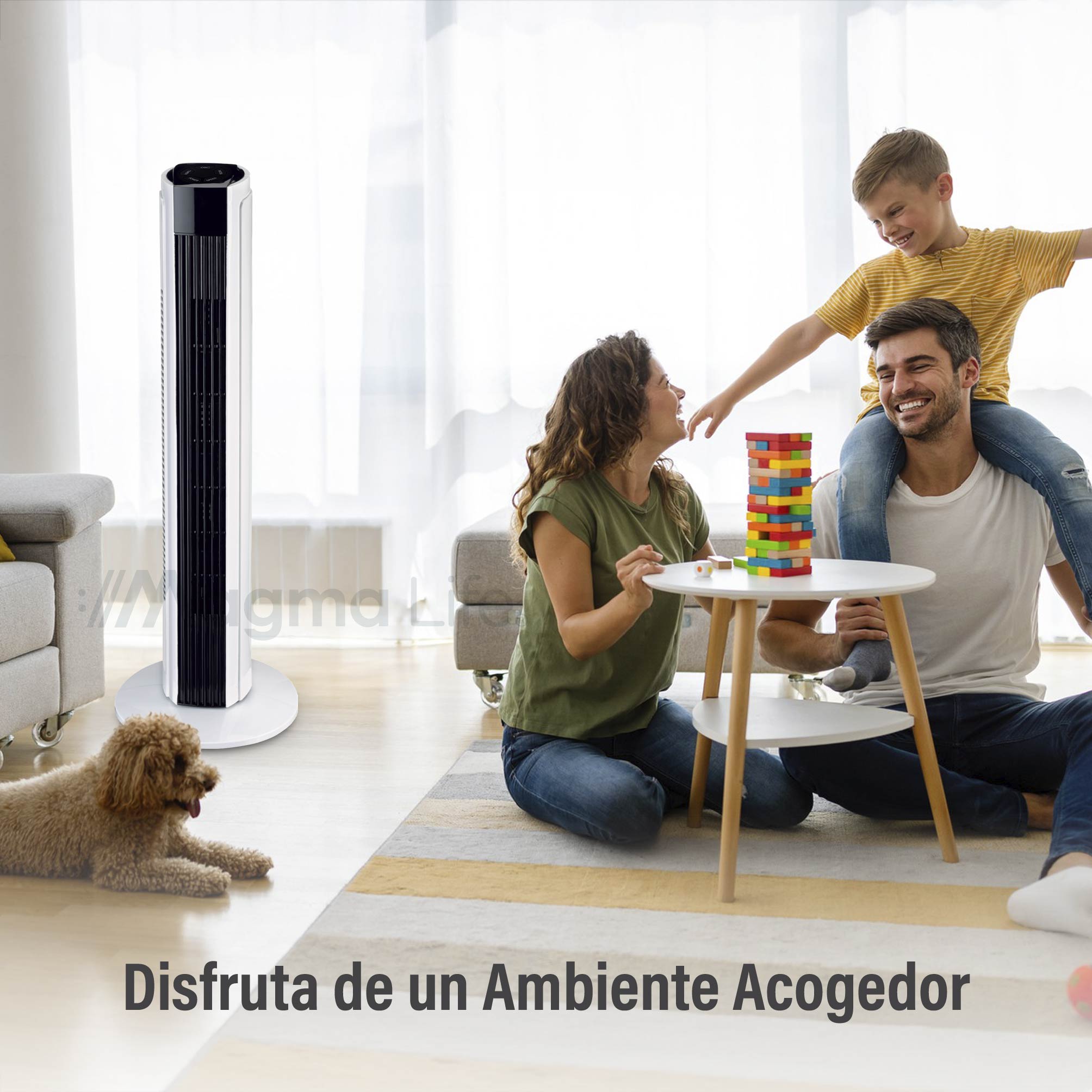 Foto 6 | Magma Life Ventilador De Torre 83 Cm, 3 Velocidades, Oscilación 75°, Silencioso, Temporizador 7.5 H, Panel De Control