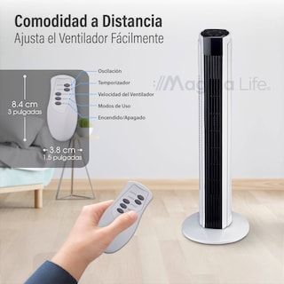 Foto 8 | Magma Life Ventilador De Torre 83 Cm, 3 Velocidades, Oscilación 75°, Silencioso, Temporizador 7.5 H, Panel De Control
