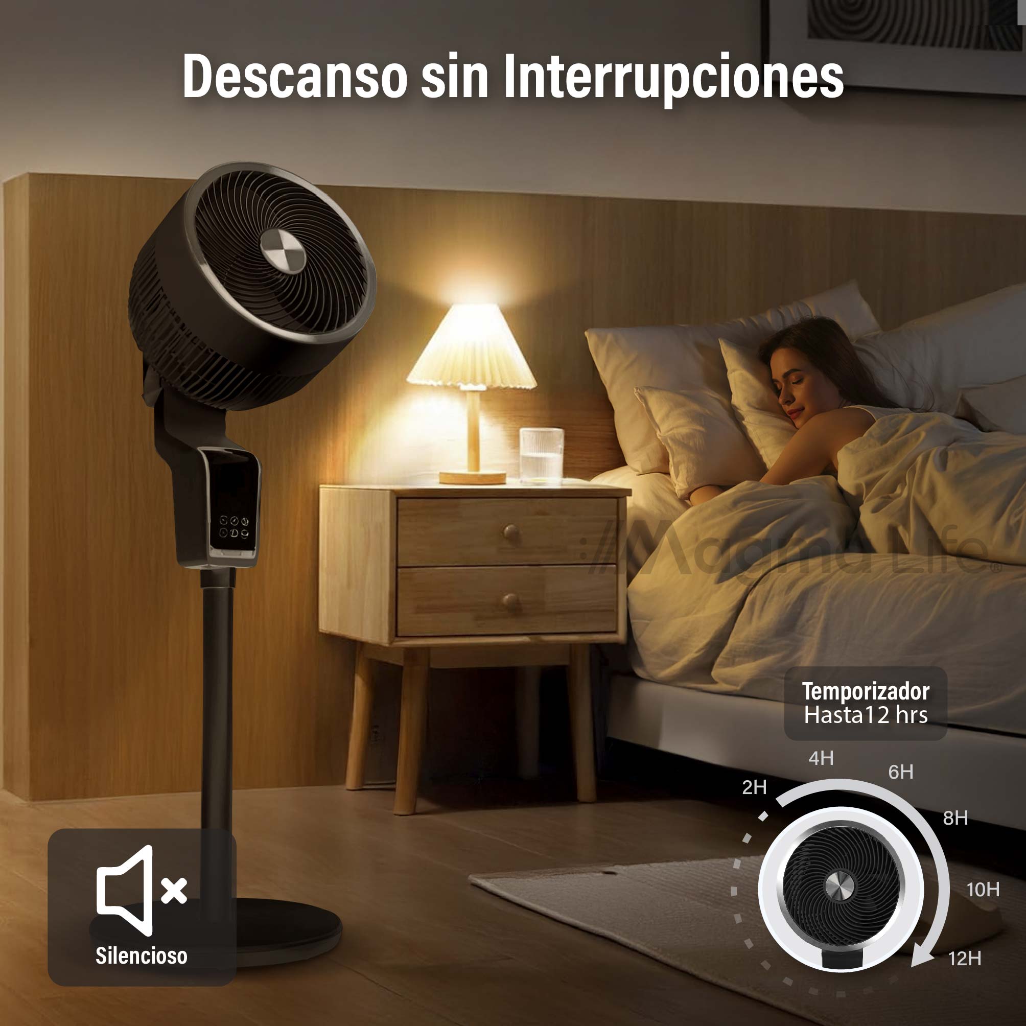 Foto 4 pulgar | Magma Life Ventilador De Pedestal 50w, Control Remoto, Pantalla Led, 3 Velocidades, Temporizador 12h, Difusor De A