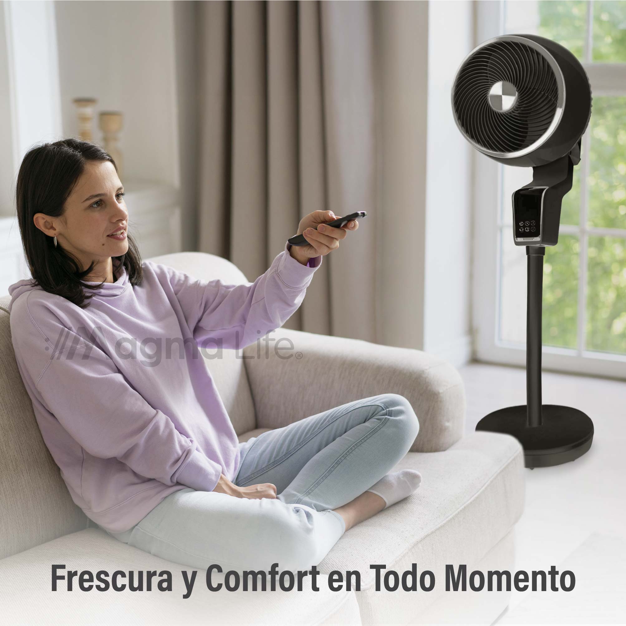 Foto 5 pulgar | Magma Life Ventilador De Pedestal 50w, Control Remoto, Pantalla Led, 3 Velocidades, Temporizador 12h, Difusor De A