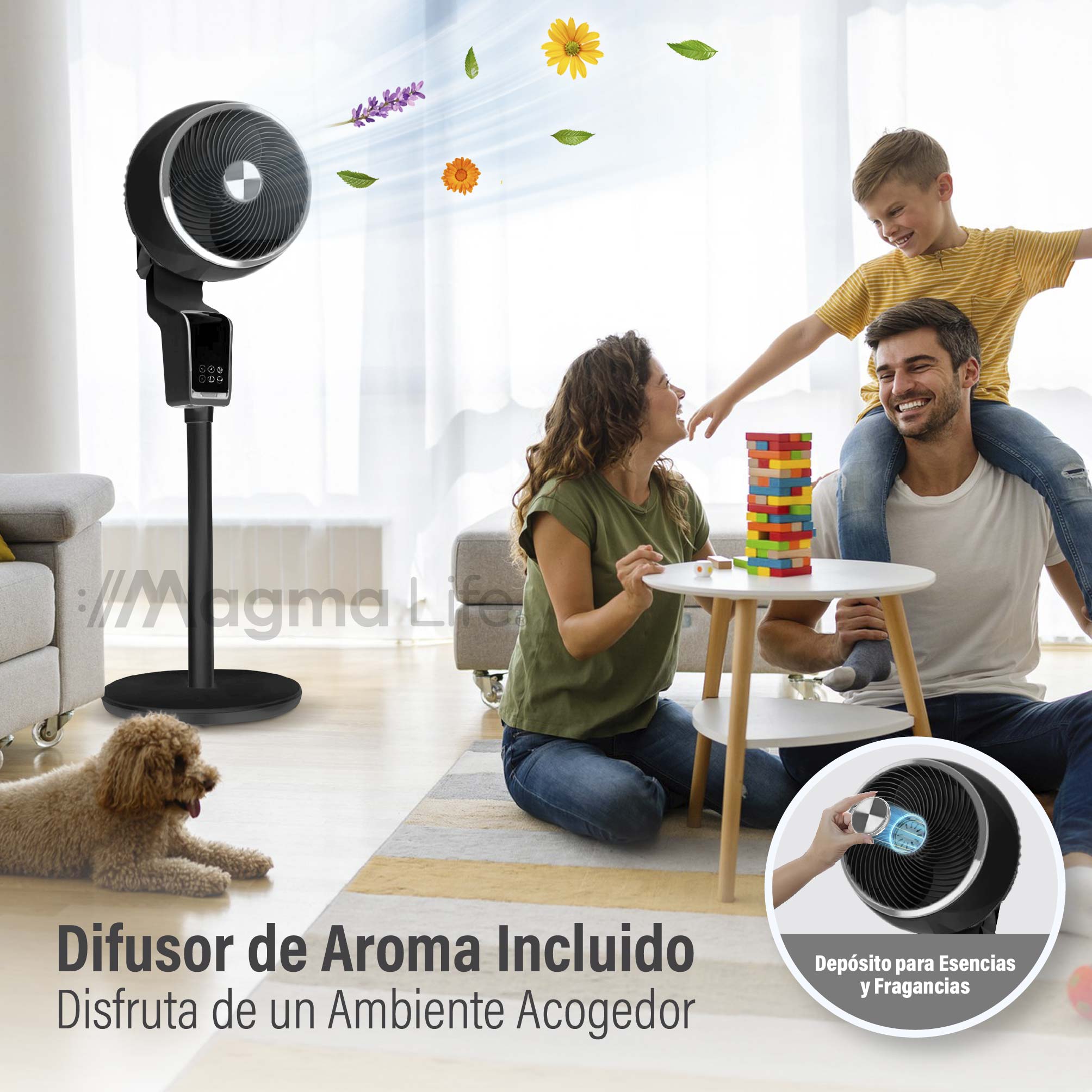 Foto 6 pulgar | Magma Life Ventilador De Pedestal 50w, Control Remoto, Pantalla Led, 3 Velocidades, Temporizador 12h, Difusor De A