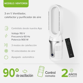Foto 3 | Ventilador Calefactor y Purificador de Aire Avera Ventor06 Blanco 3 en 1 8 Velocidades Aire y 3 Niveles de Calefacción