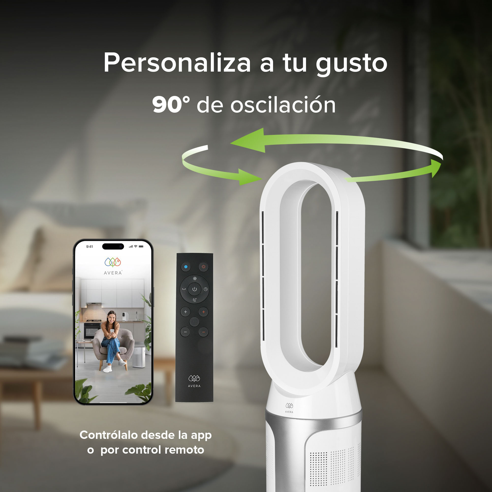 Foto 7 pulgar | Ventilador Calefactor y Purificador de Aire Avera Ventor06 Blanco 3 en 1 8 Velocidades Aire y 3 Niveles de Calefacción
