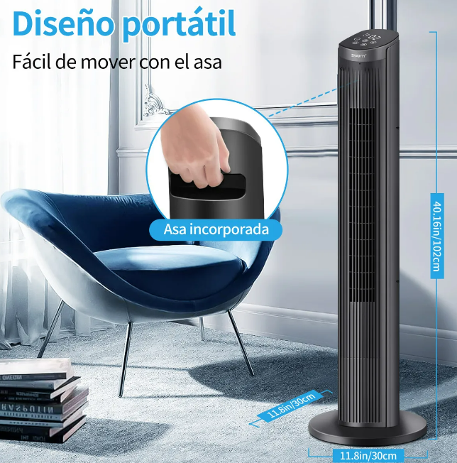 Foto 4 | Xtellar Ventilador De Torre Silencioso Y Oscilante Vertical, Con Control Remoto Y Pantalla Led