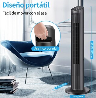 Foto 4 | Xtellar Ventilador De Torre Silencioso Y Oscilante Vertical, Con Control Remoto Y Pantalla Led