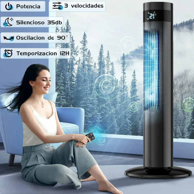 Foto 3 pulgar | Ventilador De Torre Xtellar  Silencioso Con Control Remoto Y Modos Inteligentes – Negro