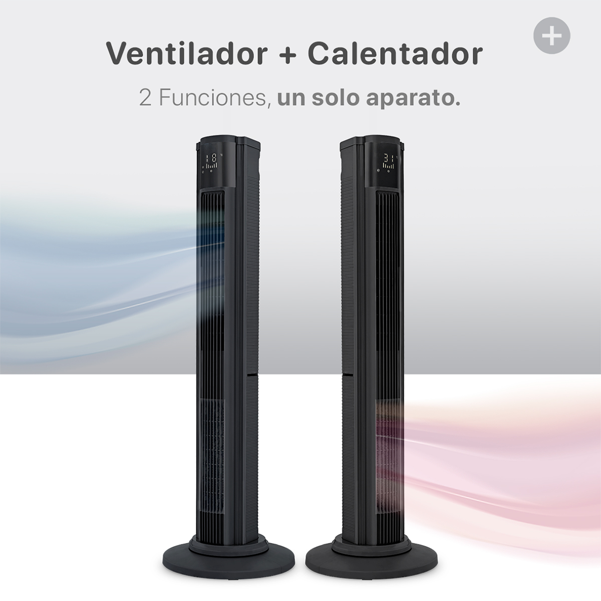 Foto 3 pulgar | Ventilador Calentador De Torre 2 En 1 Esquimal, Climatizador De Aire Giratorio,temporizador Y Control Remoto, Negro