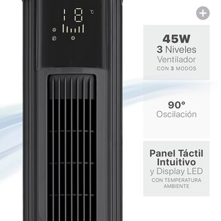 Foto 3 | Ventilador Calentador De Torre 2 En 1 Esquimal, Climatizador De Aire Giratorio,temporizador Y Control Remoto, Negro