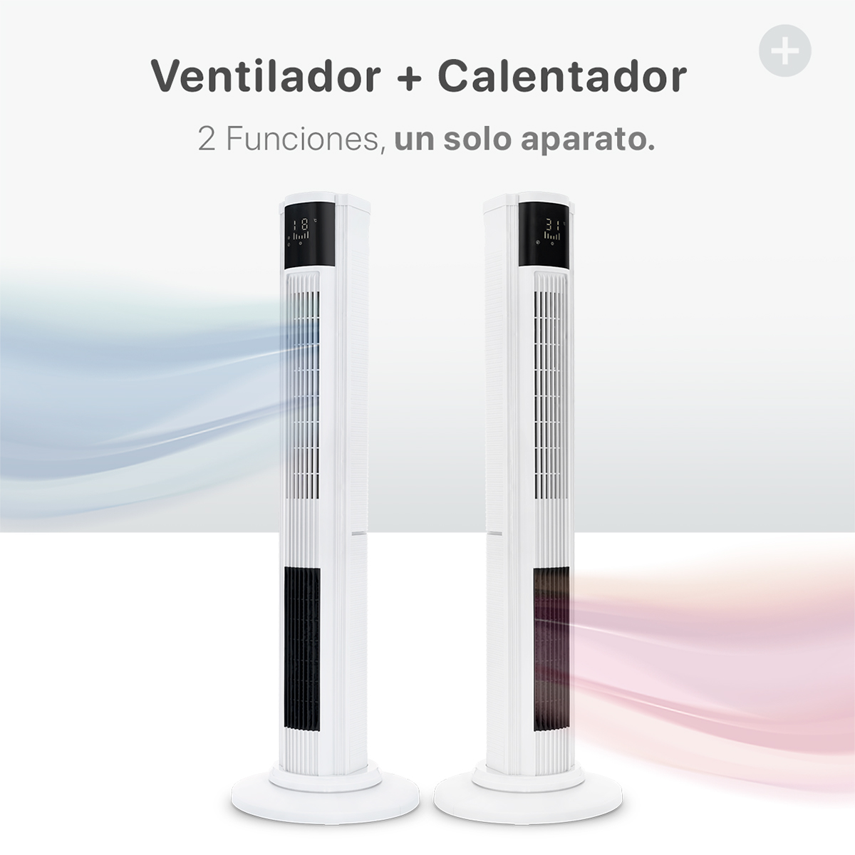 Foto 3 pulgar | Ventilador Calentador De Torre 2 En 1 Esquimal, Climatizador De Aire Giratorio,temporizador Y Control Remoto, Blanco
