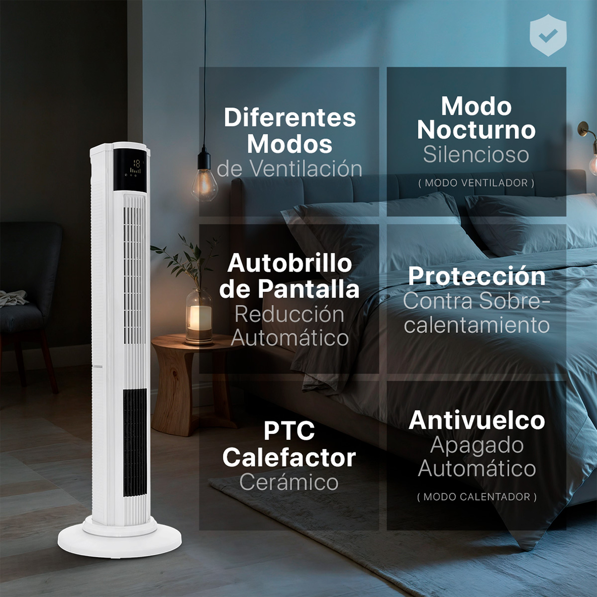Foto 5 | Ventilador Calentador De Torre 2 En 1 Esquimal, Climatizador De Aire Giratorio,temporizador Y Control Remoto, Blanco