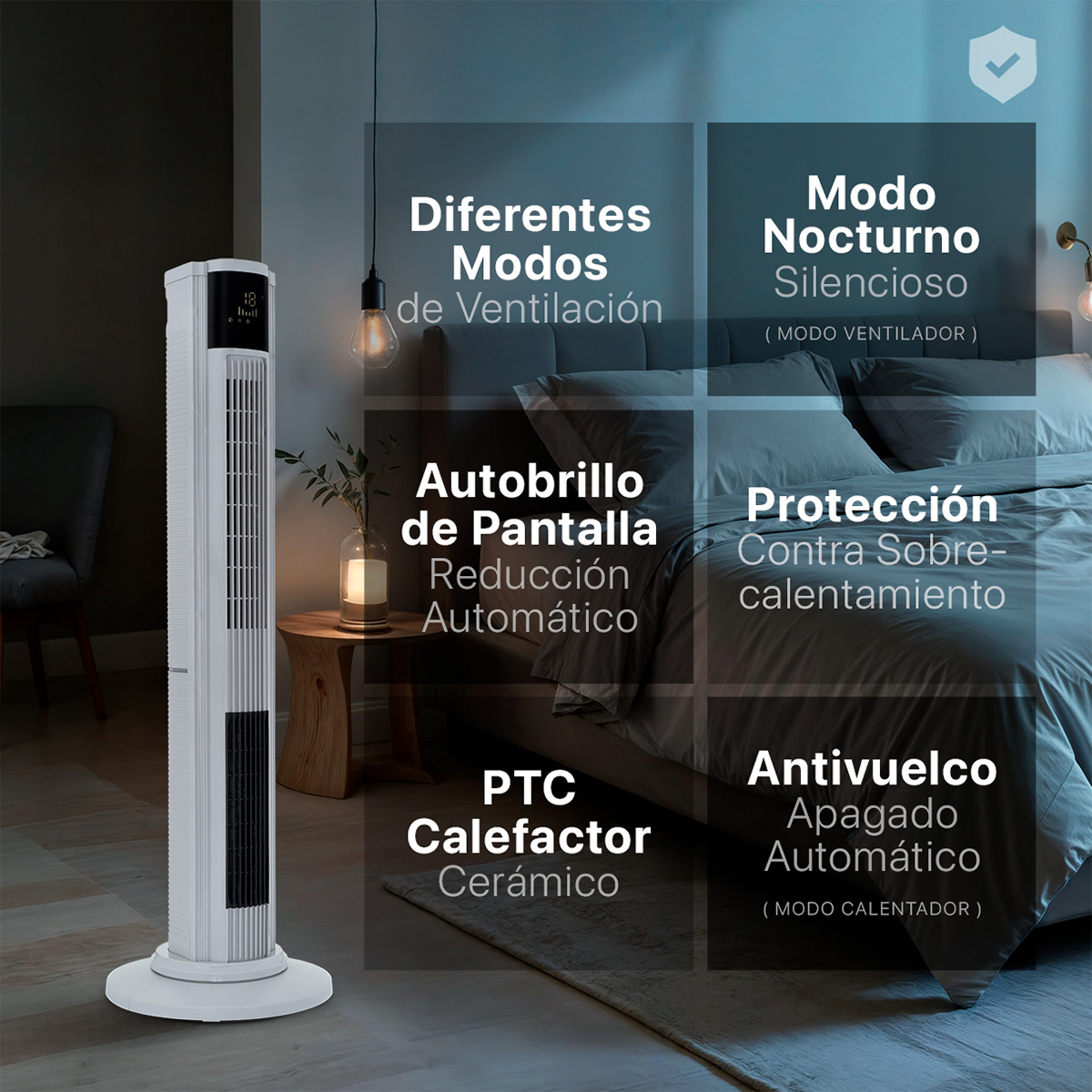 Foto 5 | Ventilador Calentador De Torre 2 En 1 Esquimal, Climatizador De Aire Giratorio,temporizador Y Control Remoto, Gris