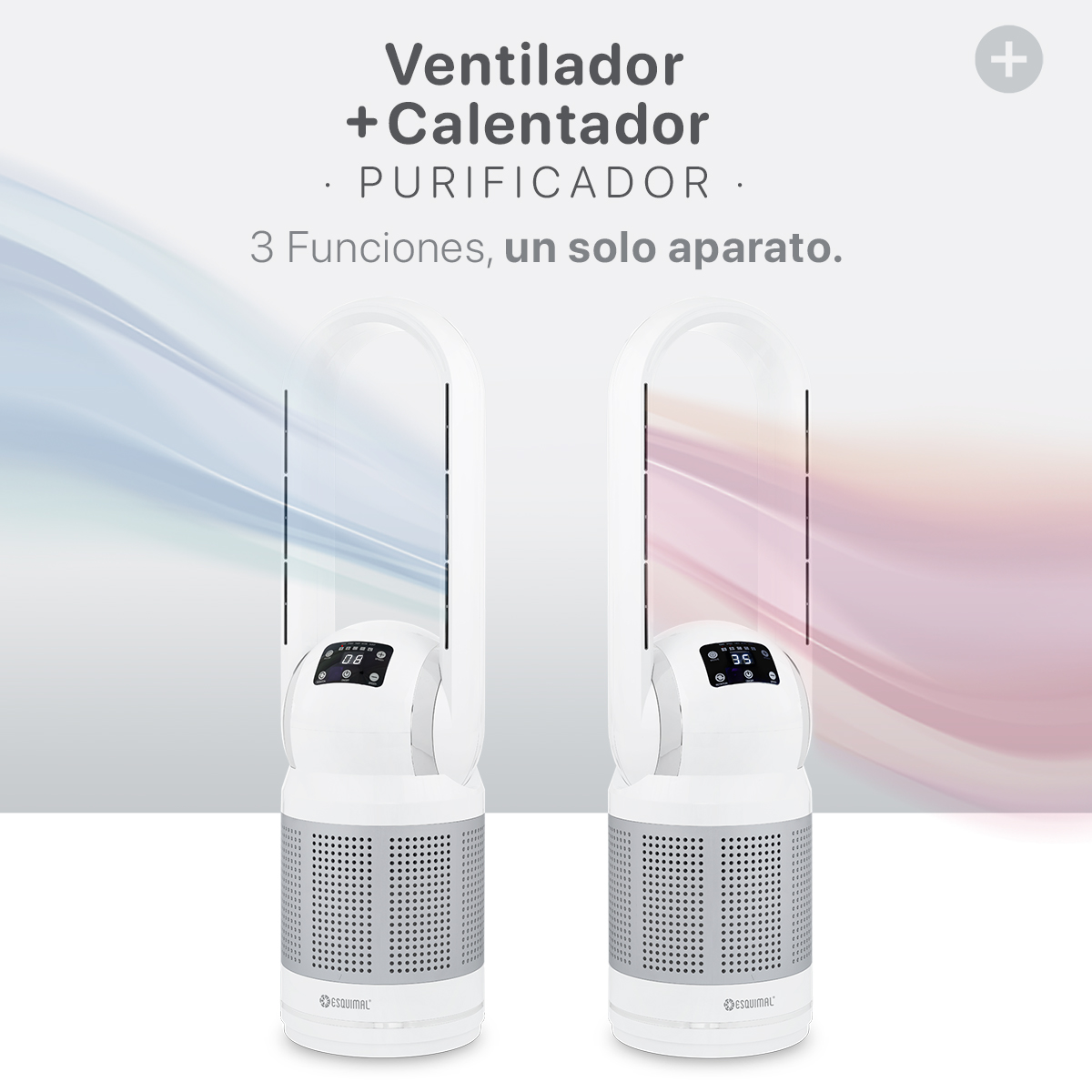 Foto 3 pulgar | Ventilador Calentador Purificador 3 En 1 Esquimal, Sin Aspas, Silencioso, Mediano, Plateado - Blanco