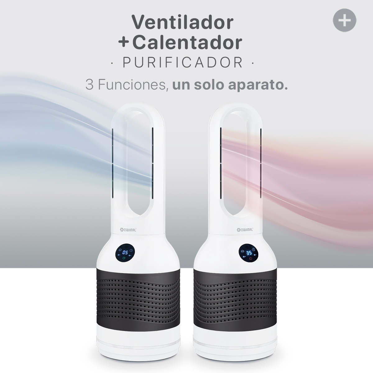Foto 2 | Ventilador Calentador Purificador 3 En 1 Esquimal, Sin Aspas, Silencioso, Chico, Gris - Blanco
