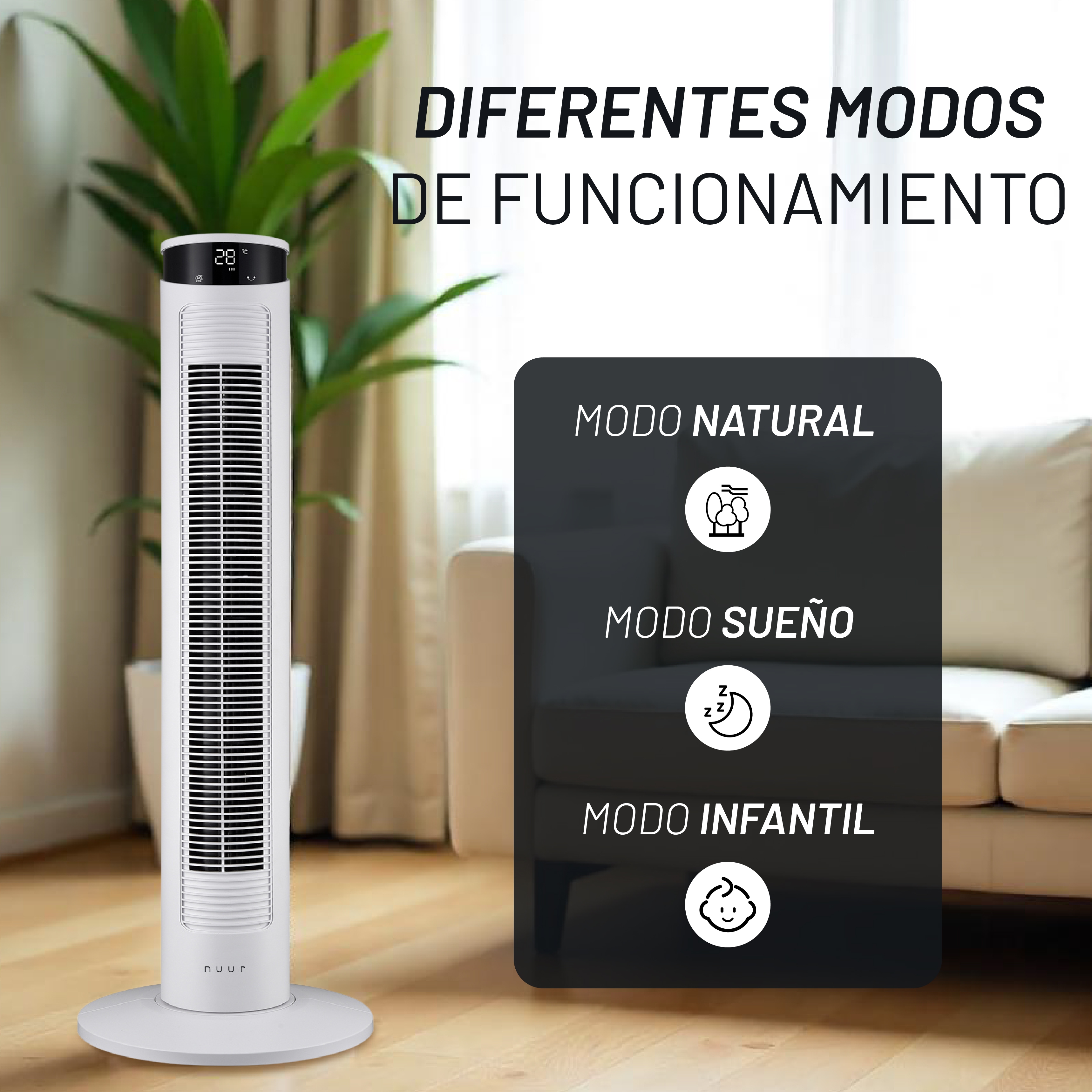 Foto 4 pulgar | Ventilador De Torre Con Funciones Digitales 3 Velocidades