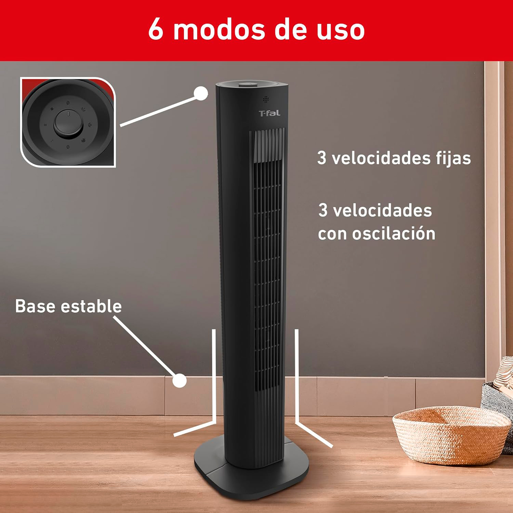 Foto 7 pulgar | Ventilador De Torre T-fal Eole Essential