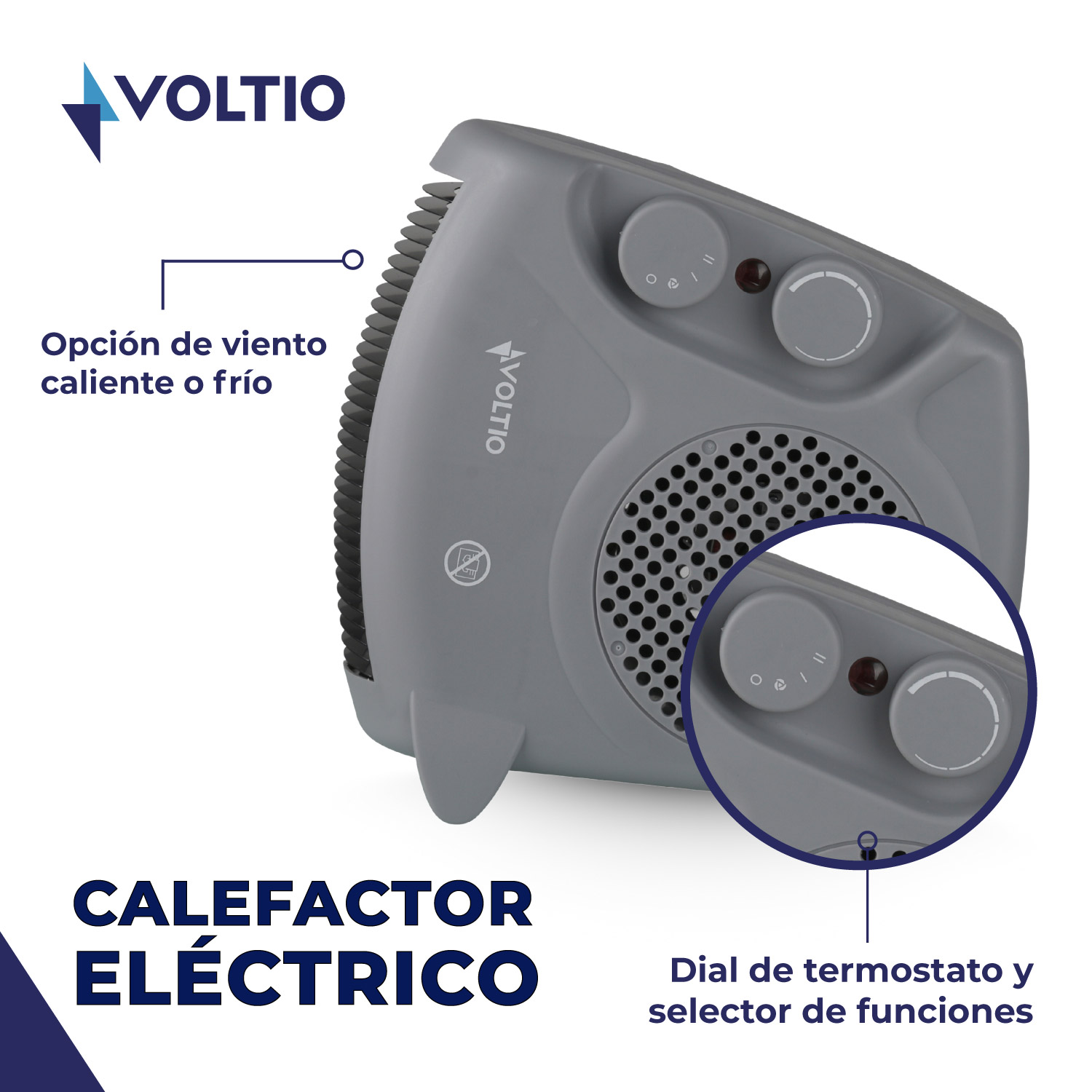 Foto 3 pulgar | Calefactor Eléctrico Voltio CE1GVOLT Gris 1500w Portátil