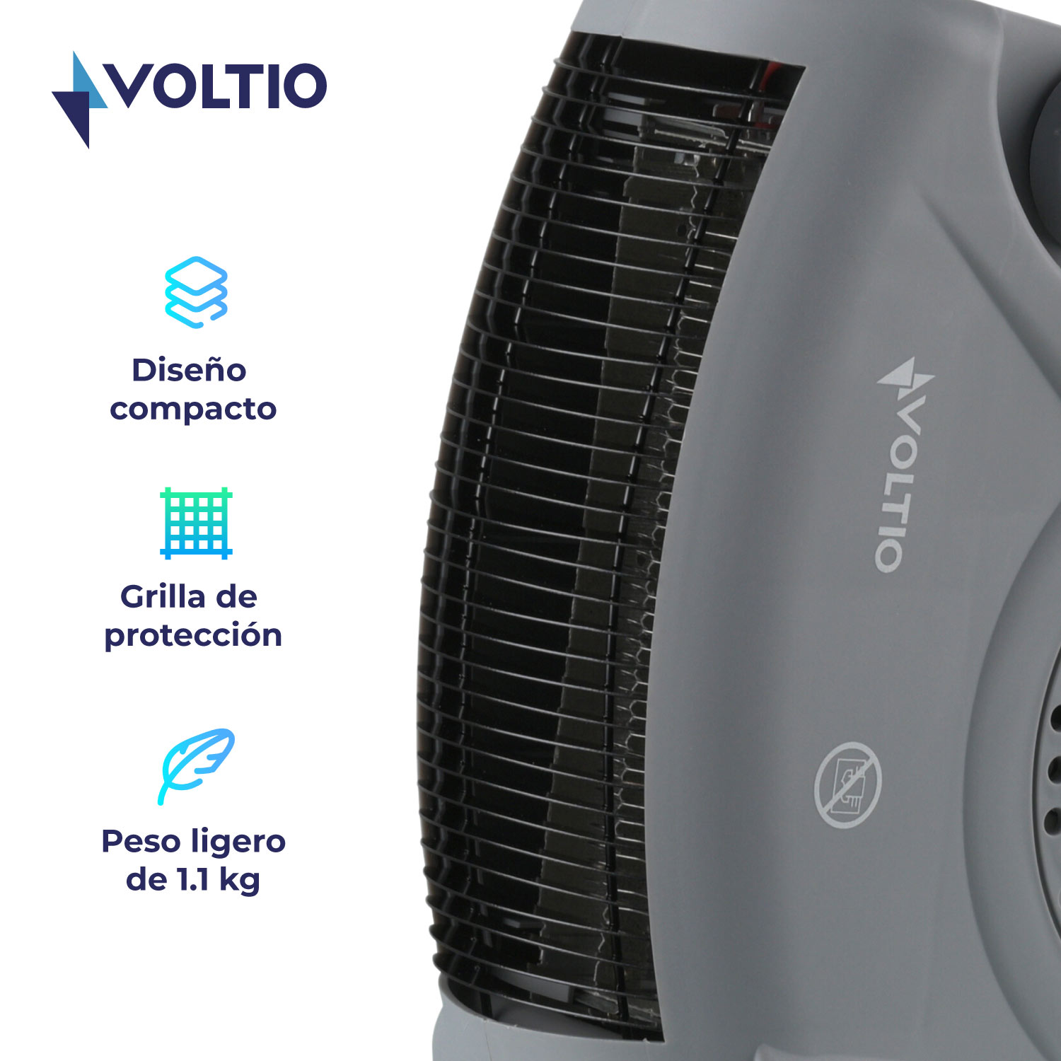 Foto 5 pulgar | Calefactor Eléctrico Voltio CE1GVOLT Gris 1500w Portátil