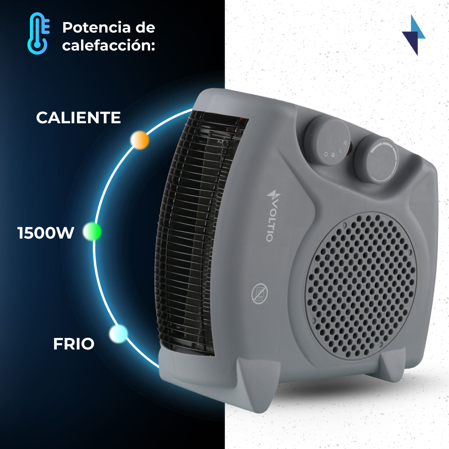 Foto 6 pulgar | Calefactor Eléctrico Voltio CE1GVOLT Gris 1500w Portátil