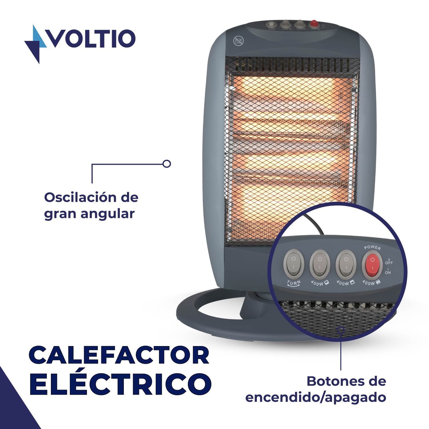 Foto 3 pulgar | Calentador Voltio de Halógeno Eléctrico de Cuarzo 3 Niveles