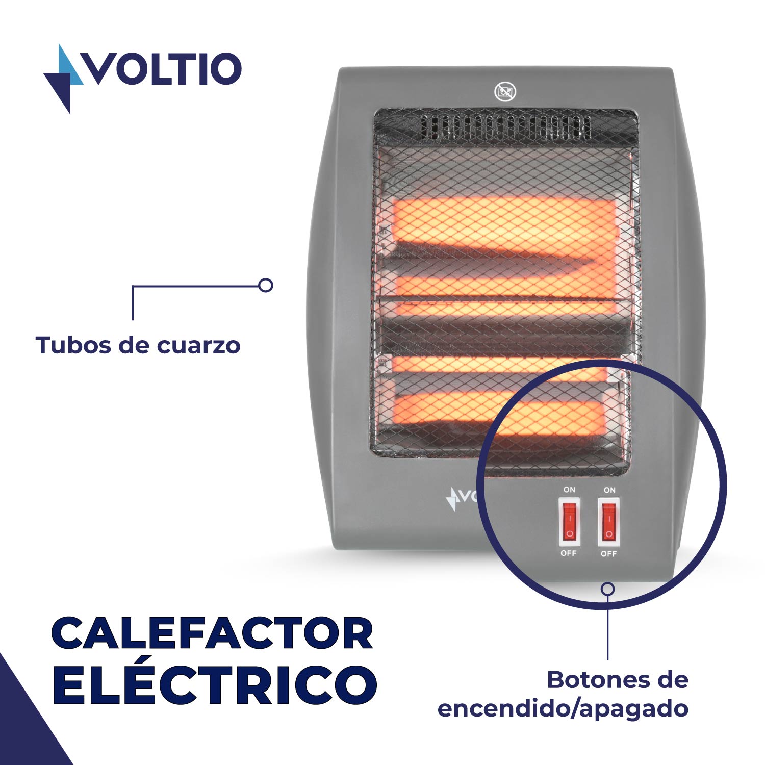 Foto 3 pulgar | Calefactor Eléctrico Voltio de Cuarzo 2 Niveles 800w