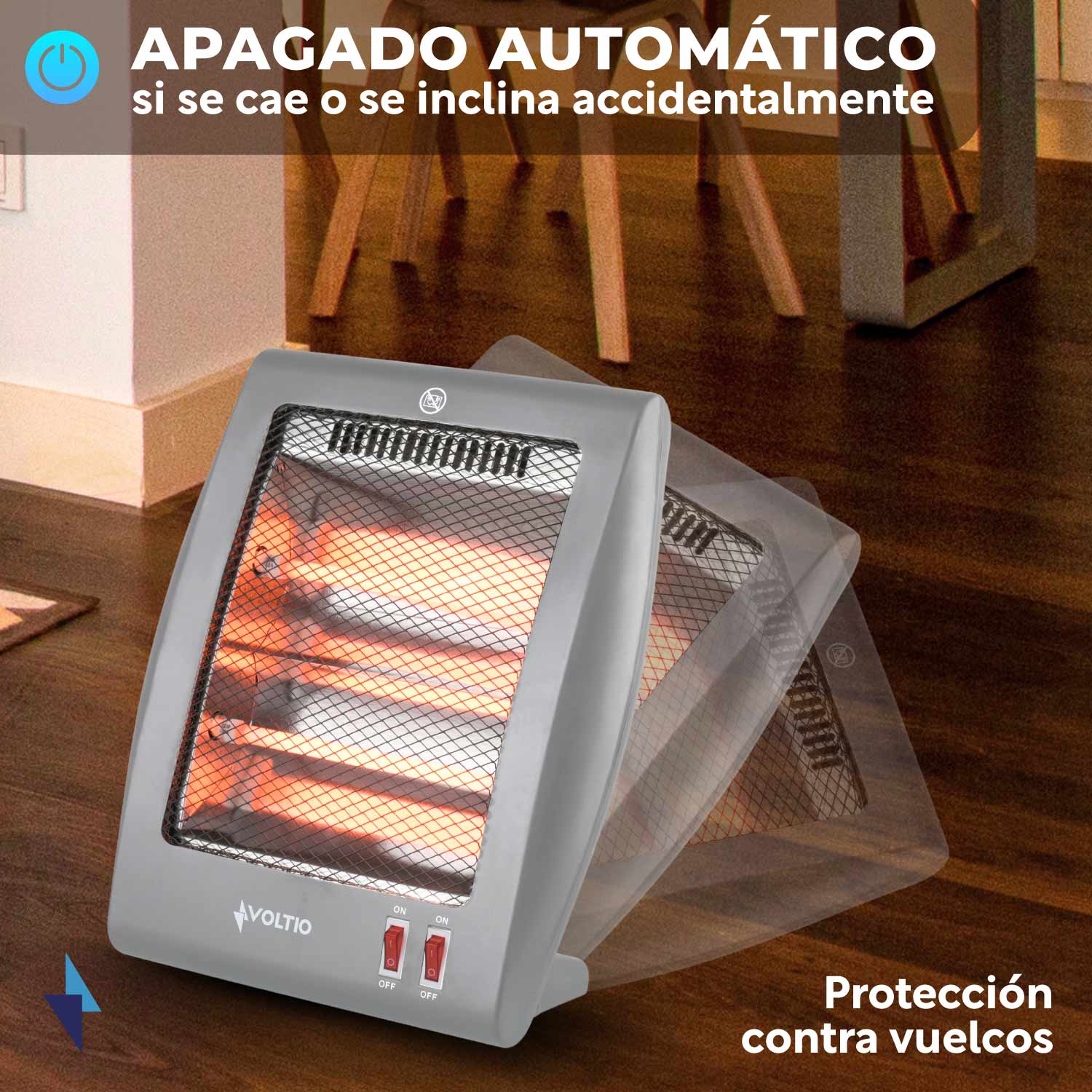 Foto 4 pulgar | Calefactor Eléctrico Voltio de Cuarzo 2 Niveles 800w